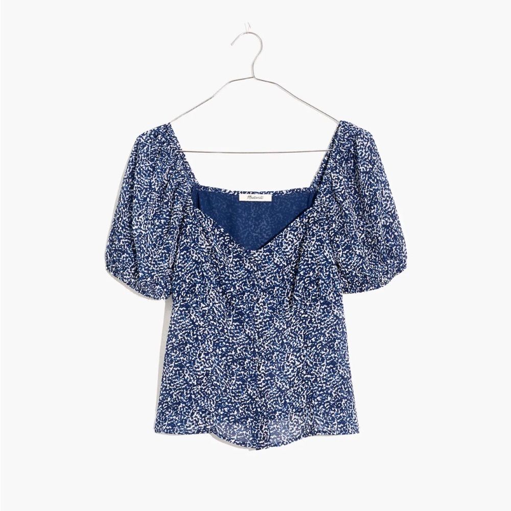 Nearly new bengali block short sleeve sweetheart top